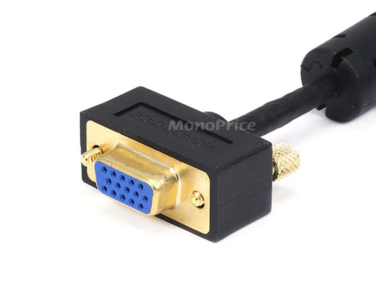 Monoprice Ultra Slim SVGA Super VGA M/F Monitor Cable with Ferrites, 30/32AWG, Gold Plated DE-15