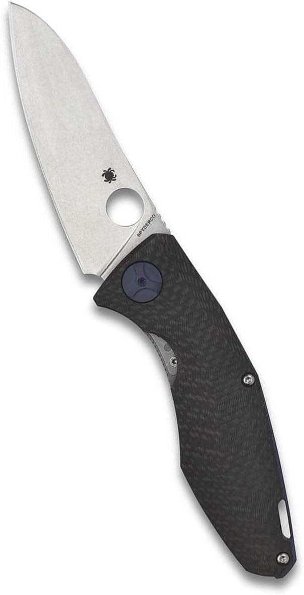 Spyderco Drunken Prestige Premium Knife with 3.50" CPM S90V Stainless Steel Blade and Black Titanium Carbon Fiber Handle