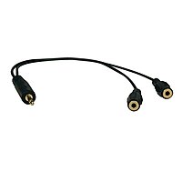 Tripp Lite 3.5mm Mini Stereo Cable adapter Y Splitter for Speakers and Headphones (M to 2x F) 1-ft.(P313-001)