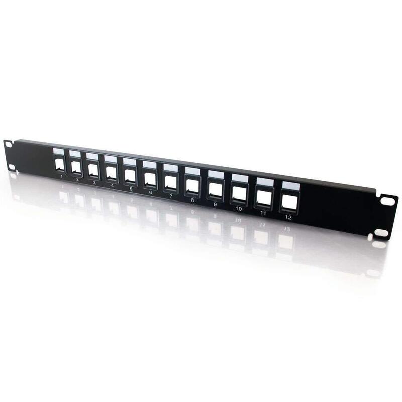 C2G 12-Port Patch Panel - Blank 1U Keystone Panel For Ethernet Cables - Works With Almost Any Snap-In Jack Including Cat6