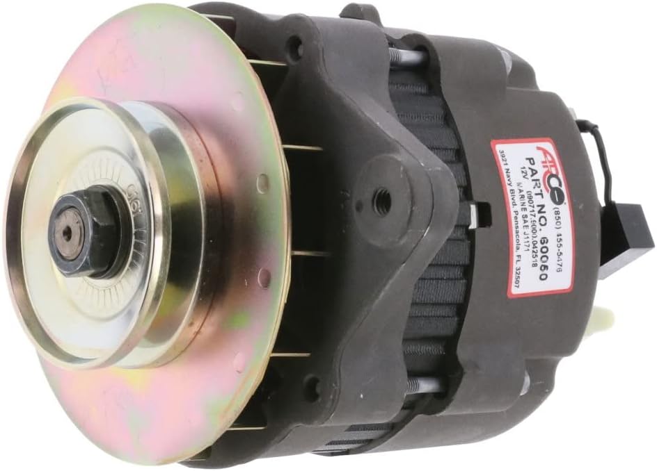 ARCO 60050 Marine Alternator for Late Model Mercruiser - 12V 55A (Single Groove Pulley)