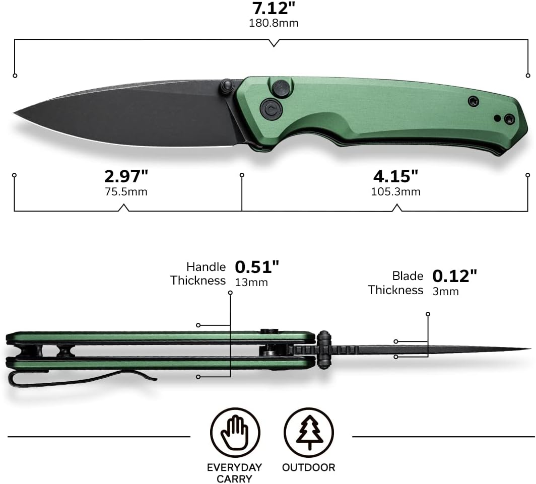 CIVIVI Pocket Folding Knife with Button Lock and Thumb Stud Opener, 2.97" Nitro-V Blade Aluminum Handle