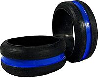Thin Blue Line USA Silicone Wedding Ring for Women - Thin Blue Line for Engagement Wedding or Anniversary