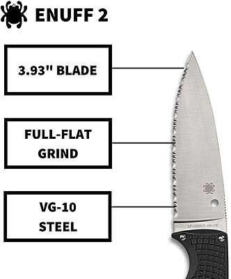 SPYDERCO Enuff 2 Fixed Blade Knife with FRN Handle and Polymer Sheath