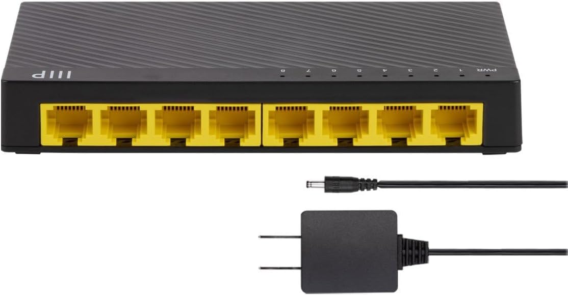 Monoprice 8-Port Gigabit Ethernet Unmanaged Desktop Switch - 10/100/1000Mbps, RJ45, IEEE 802.3ab, Plug-n-Play