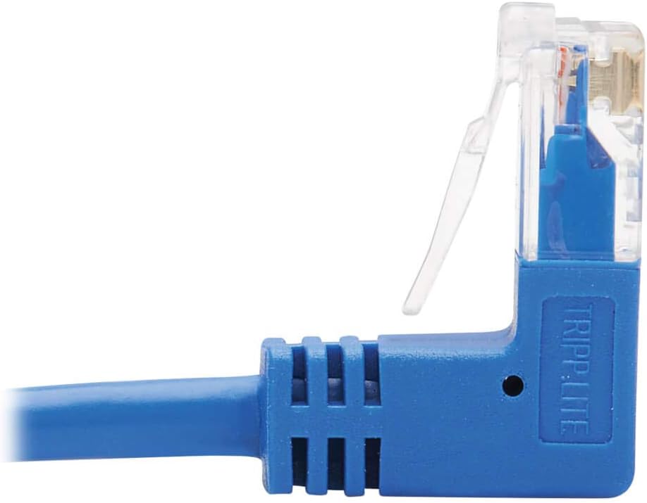 Tripp Lite Cat6 Gigabit Molded Slim UTP Network Patch Cable, Blue, RJ45 Angle