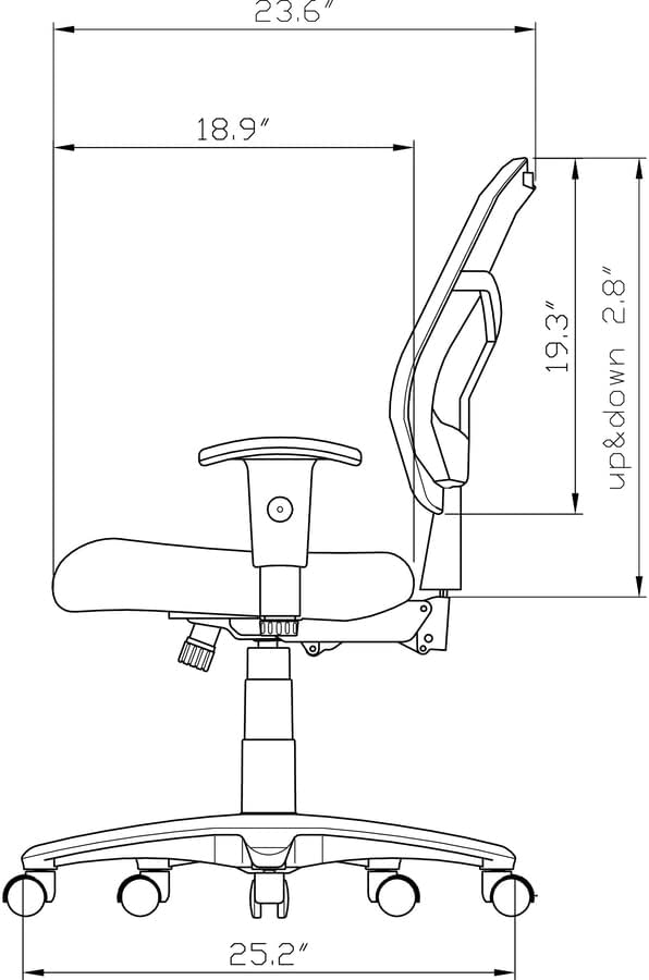 Lorell, LLR86201, ErgoMesh Series Managerial Mid-Back Chair Black Mesh Back/ Black Fabric Seat