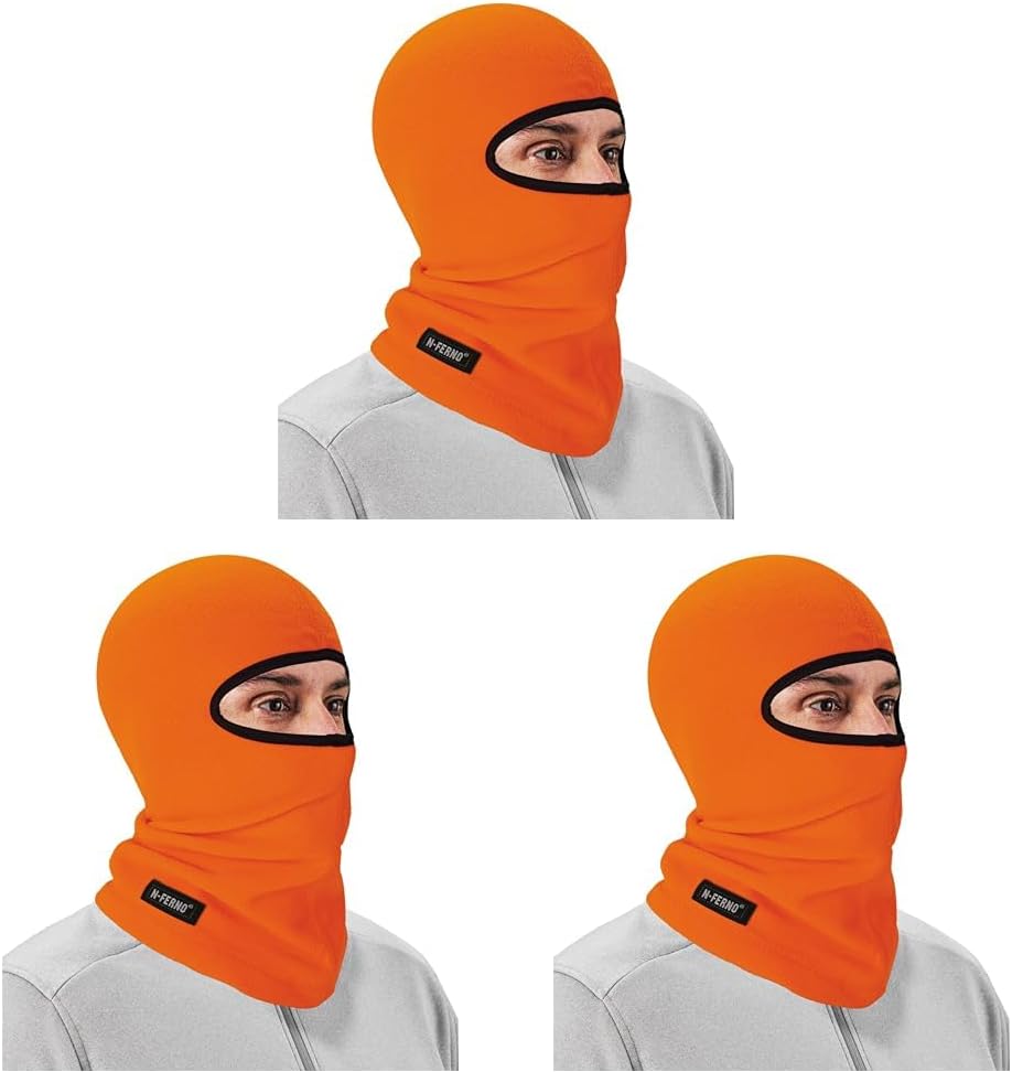 Ergodyne N-Ferno 6821 Winter Ski Mask Balaclava, Thermal Fleece Orange One Size Balaclava Face Mask - Fleece