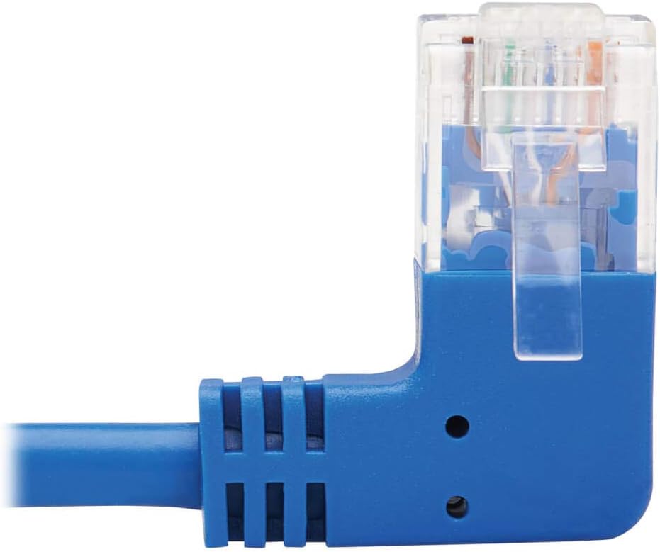 Tripp Lite Right Angle Cat6 Ethernet Cable, Gigabit Molded Slim UTP Network Patch Cable, Blue, 3 ft. (N204-S03-BL-RA)