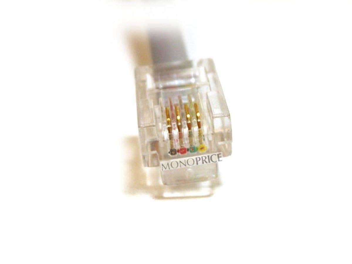 Monoprice Landline Telephone Cable - RJ11 (6P4C) Straight, Flat, Silver Satin