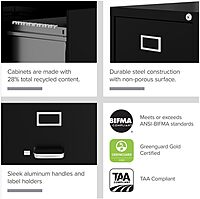 Hirsh 22-in Deep 3 Drawer - Letter Width - Vertical Metal File Cabinet - Black - Commercial Grade - Fully Assembled