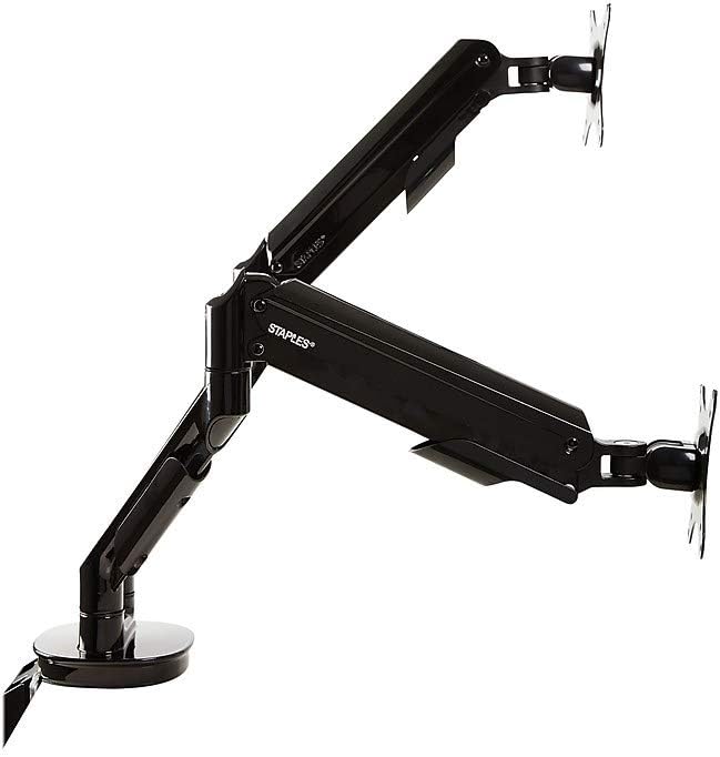 Staples Dual Monitor Arm, up to 30-inch Monitors, Black (51729) Dual Arm