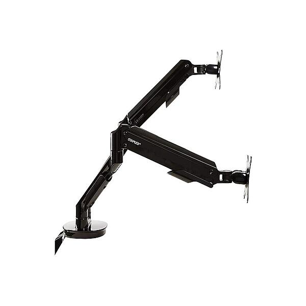 Staples Dual Monitor Arm, up to 30-inch Monitors, Black (51729) Dual Arm