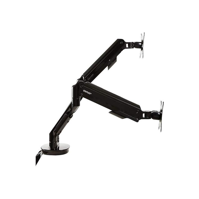 Staples Dual Monitor Arm, up to 30-inch Monitors, Black (51729) Dual Arm