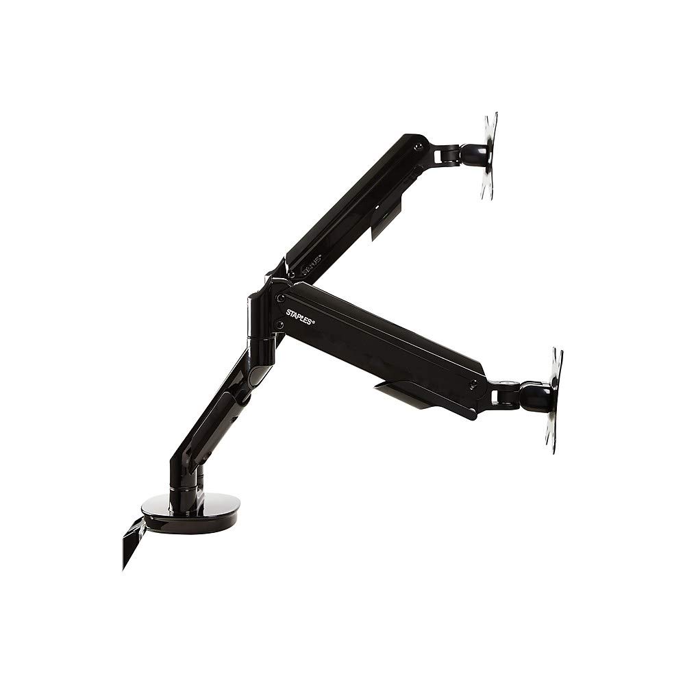Staples Dual Monitor Arm, up to 30-inch Monitors, Black (51729) Dual Arm