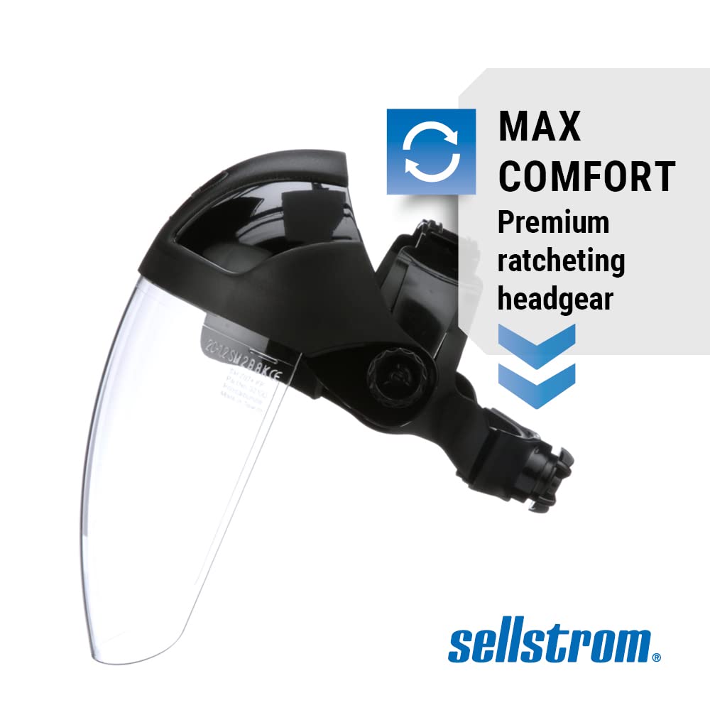 Sellstrom DP4 Face Shield - Lightweight Mask with High Impact Crown & Ratchet Headgear for Work, Grinding