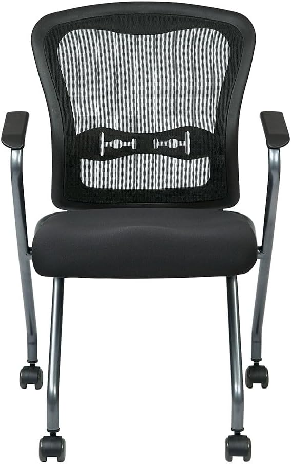 Office Star Pro-Line II Deluxe Folding Chairs With ProGrid Back, Black/Titanium, Set Of 2