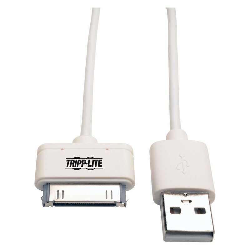 TRIPP LITE 30-Pin to 3' USB Sync Charge Cable Apple MFi Certified, White (M110-003-WH) 3 ft. White