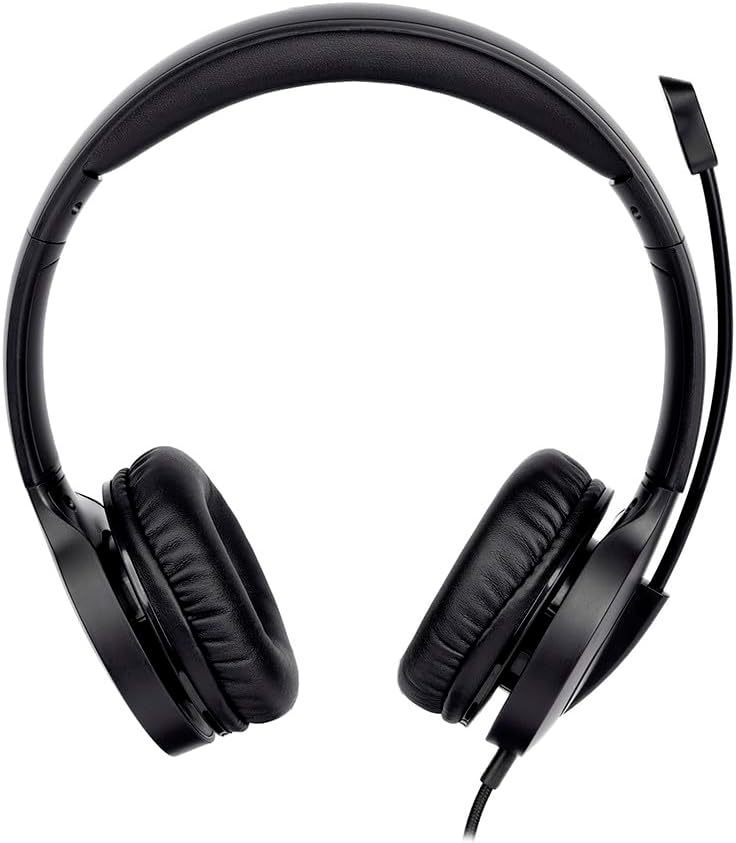 Monoprice WFH 3.5mm + USB Wired On-Ear Web Meeting Headset, Lightweight, USB in-line Controller