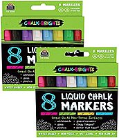 Teacher Created Resources Chalk Brights Liquid Chalk Markers, 2-Sided, Assorted Colors, 8 Markers Per Pack, Set Of 2 Packs
