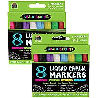 Teacher Created Resources Chalk Brights Liquid Chalk Markers, 2-Sided, Assorted Colors, 8 Markers Per Pack, Set Of 2 Packs