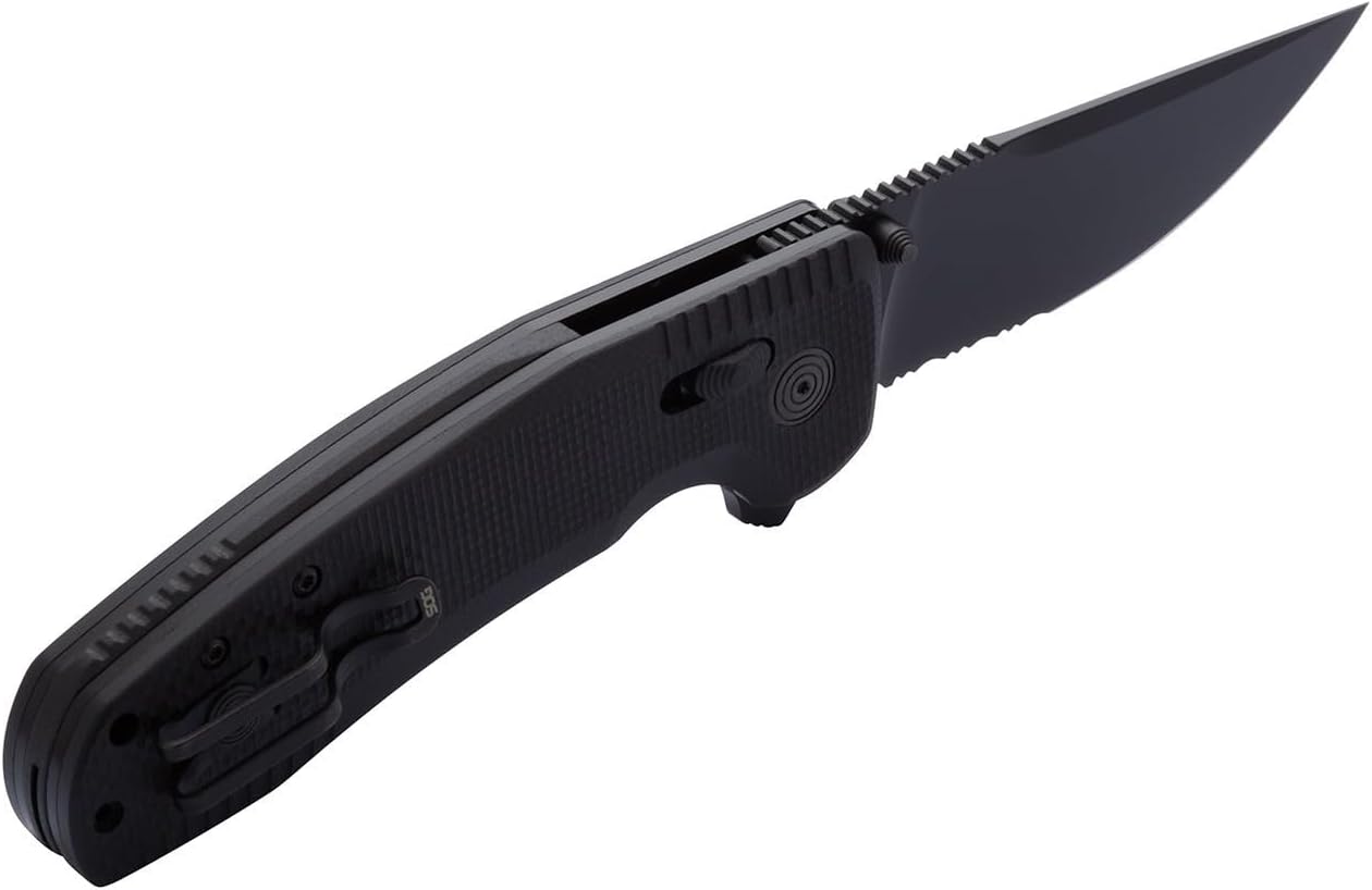 SOG-TAC XR Professional Partially Serrated Tactical Folding Knife | 3.4" D2 Tool Steel Blade Ultra-Grip G10 Handle