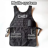 Caliber Gourmet Tactical Molle Apron Outdoor Durable Camping BBQ, Bottle Opener, Pockets, Reusable Carabiner, Adjustable