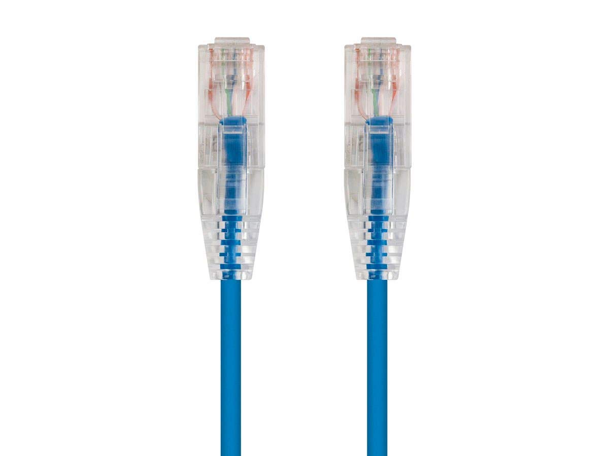 Monoprice Cat6 1ft Blue Component Level Patch Cable UTP 28AWG 550MHz Pure Bare Copper Snagless RJ45 SlimRun Series Ethernet