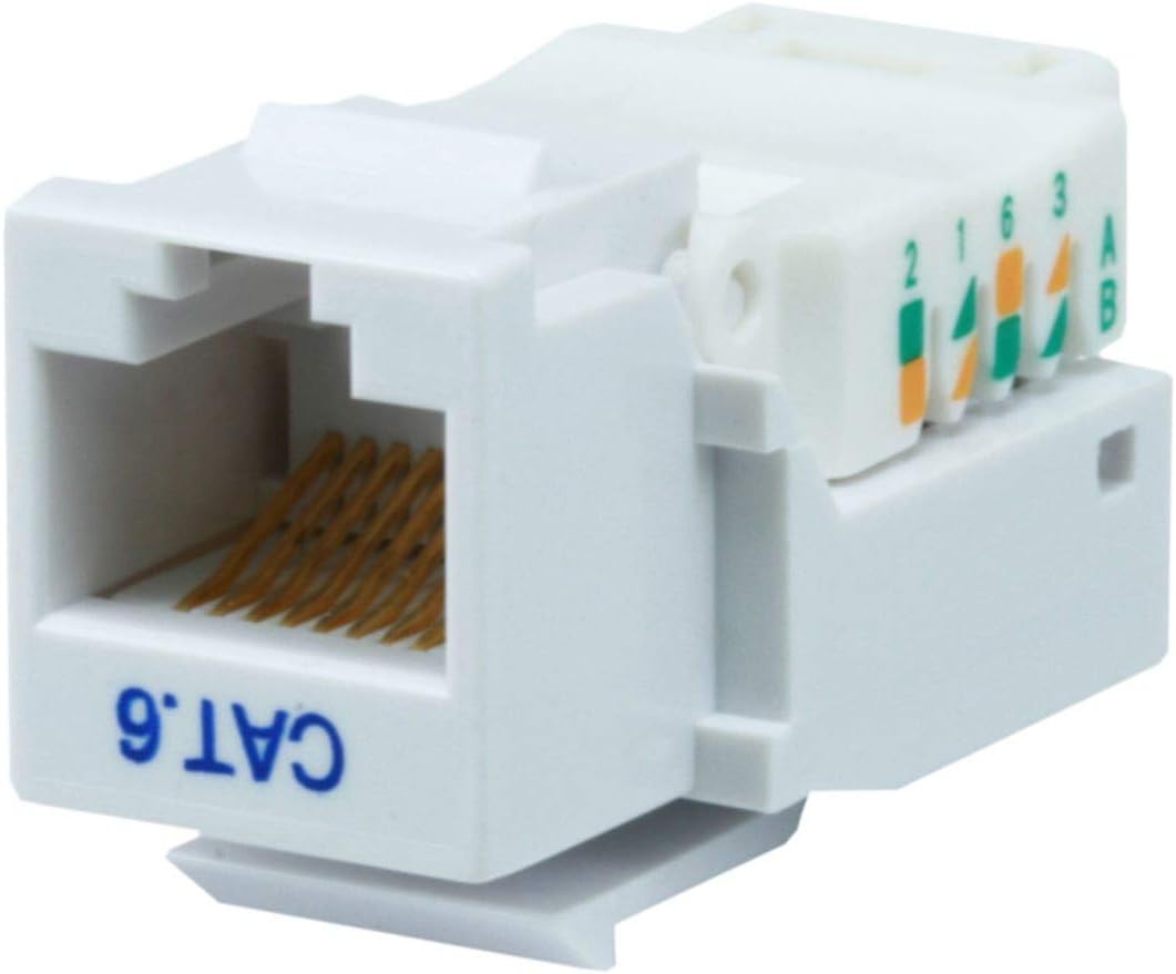 Monoprice Cat6 RJ45 Toolless Keystone Jack - For 22-24AWG Solid Wire, For Use With Wall Plate or Ethernet Panel