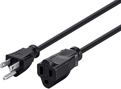 Monoprice Extension Cord - NEMA 5-15P to NEMA 5-15R, 14AWG, 15A/1875W, 3-Prong, Black