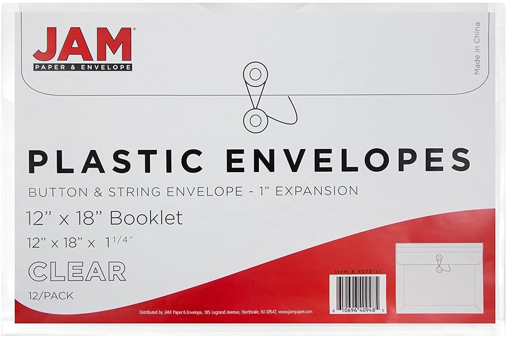 JAM PAPER Booklet Envelopes with Button & String Closure - 12 x 18
