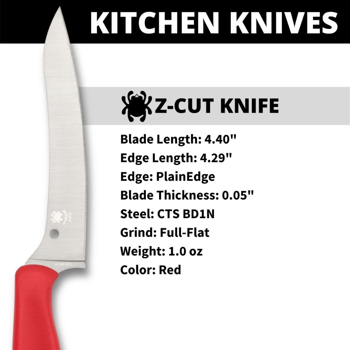SPYDERCO Z-Cut Kitchen Knife with CTS BD1N Stainless Steel Blade