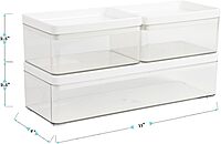 Martha Stewart Grady Stackable Plastic Storage Boxes with Lids, Set of 3