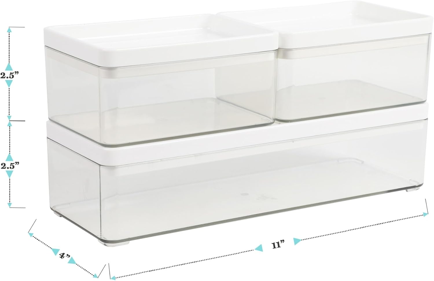 Martha Stewart Grady Stackable Plastic Storage Boxes with Lids, Set of 3