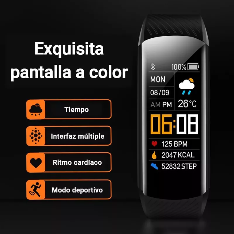 Pulsera Deportiva Inteligente con Monitor de Ritmo Cardíaco