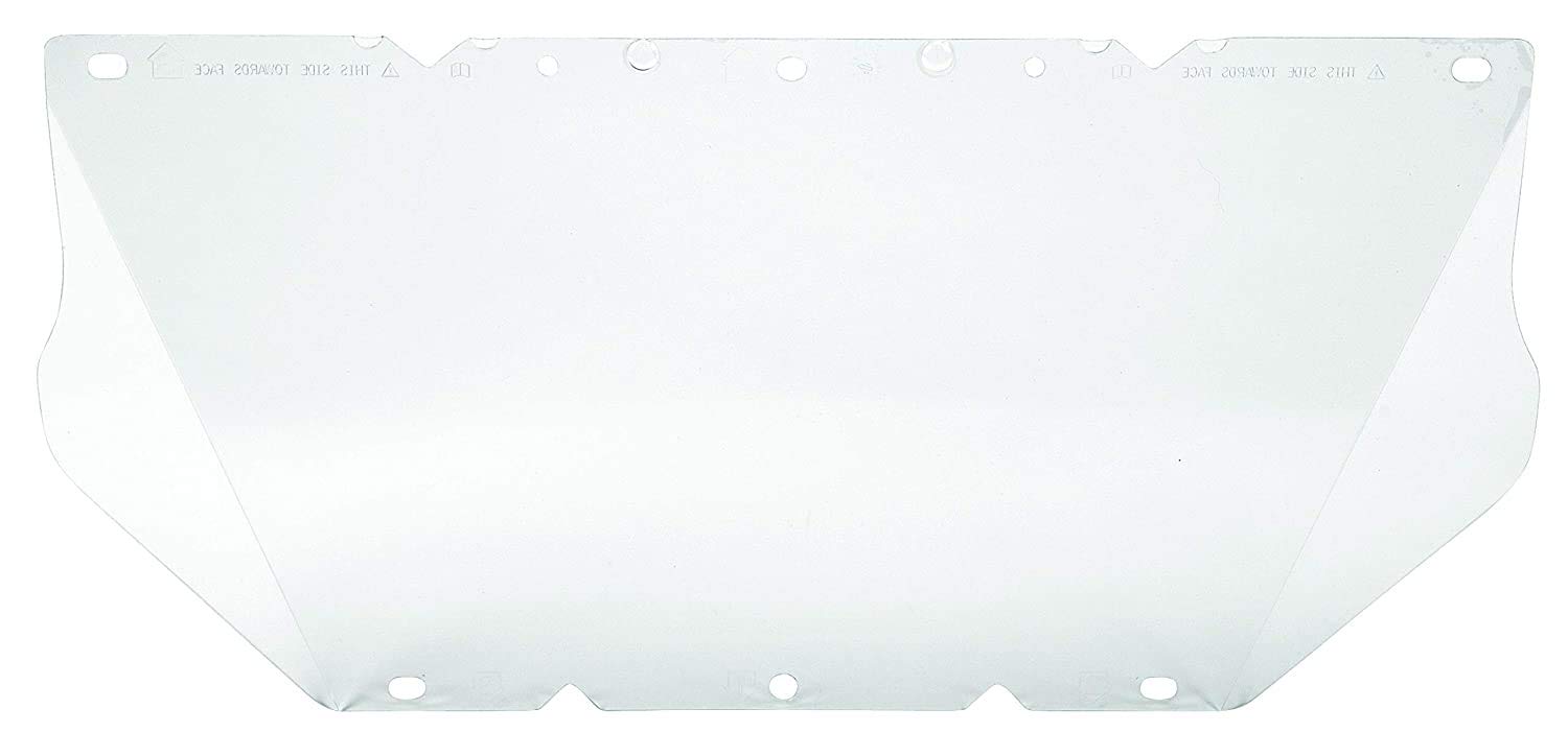 MSA 10115841 V-Gard Visor - General Purpose, Polycarbonate (PC), Clear Tint with Antifog/Antiscratch Coating, Contoured