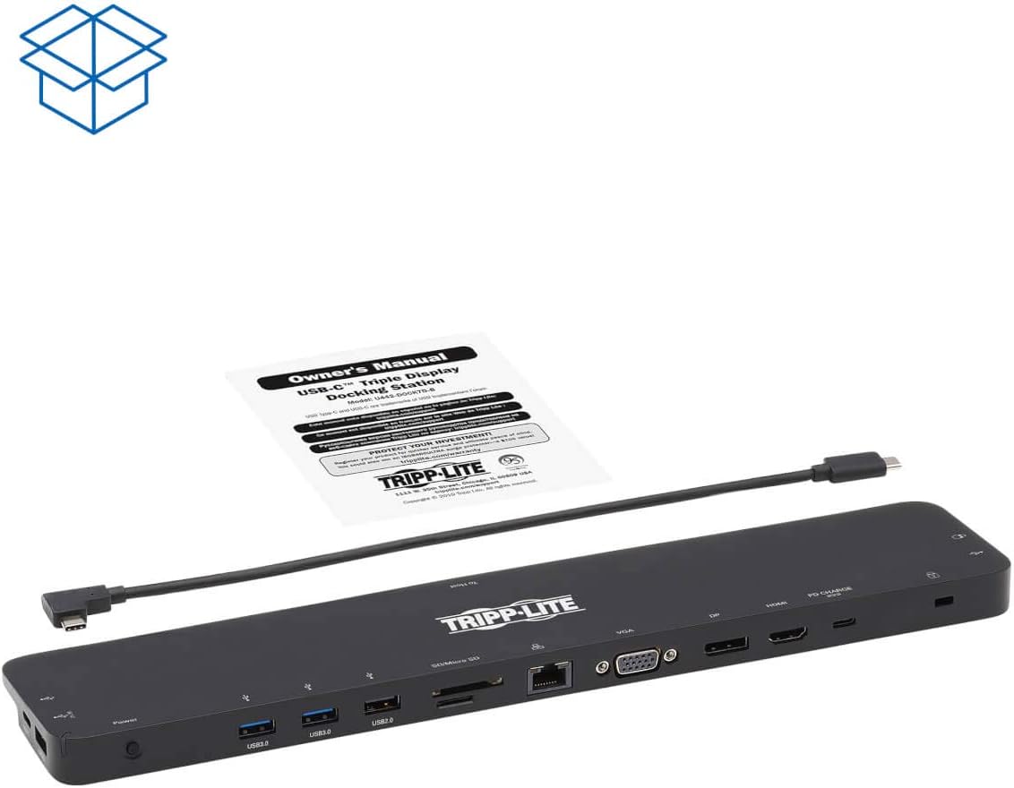 Tripp Lite USB-C Docking Station with Triple Display, 4K HDMI @ 30 Hz, DisplayPort, VGA, USB-A 3.2 Gen 1