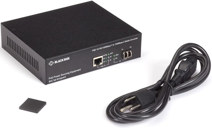 Black Box Gb PoE MED Conv 10/100/1000Mb COP to 1000Mb MM FBR 850nm 500m LC