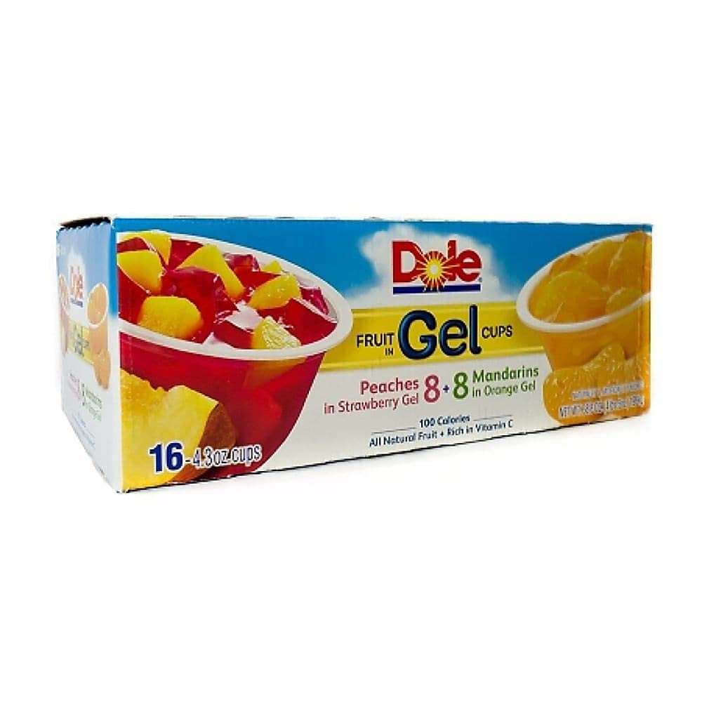 Dole Assorted Fruit In Gel Cups, 4.3 Oz, Box Of 16