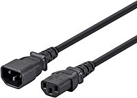 Monoprice Extension Cord - IEC 60320 C14 to IEC 60320 C13, 10 Amp, 1250 Watt, 3-Prong, SVT, 18AWG, 3 Feet, Black (1 Pack)