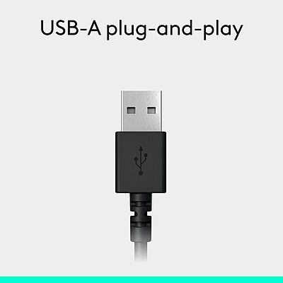 Logitech H390 Gaming Headphones, Wired Headphones with Mic, USB Headset with Microphone for PC, Noise Cancelling Microphone for Video Meetings, Music, Gaming - Black Black 1 Pack