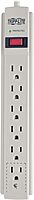 Tripp Lite 6 Outlet Surge Protector Power Strip, Black/Light Gray, 8ft Cord, RJ11, 990 Joules (TLP608TEL)