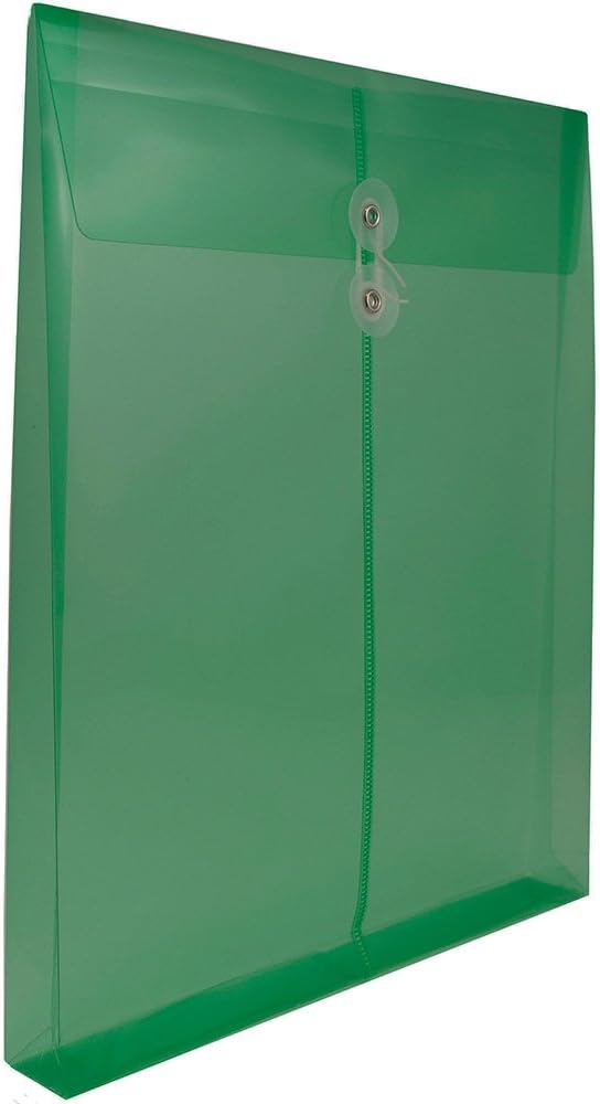 JAM PAPER Open-End Plastic Envelopes, Button & String