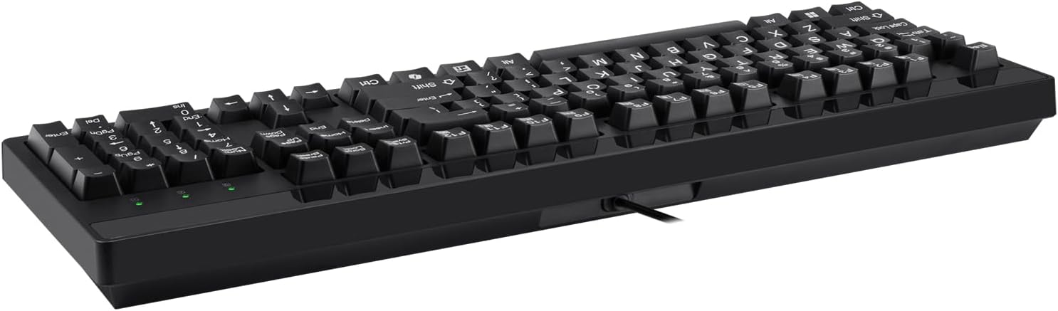 ADESSO EasyTouch 130 Full-Sized USB Wired Mechanical Keyboard with Brown Switches, Dedicated Copilot AI Hotkey