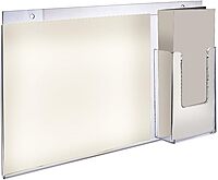Azar Displays 252052-2pk 16" W x 8.5" H Acrylic Horizontal Wall Mount Sign Holder with Attached Brochure Holder (Pack of 2)