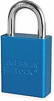 Lockout Padlock: Keyed Different, Aluminum, 1" High, Steel Shackle, Blue