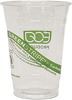 ECO PRODUCTS GreenStripe Cold Cups, 16 Oz, Clear/Green Stripe, 50 Cups Per Pack, Set Of 20 Packs