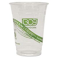 ECO PRODUCTS GreenStripe Cold Cups, 16 Oz, Clear/Green Stripe, 50 Cups Per Pack, Set Of 20 Packs