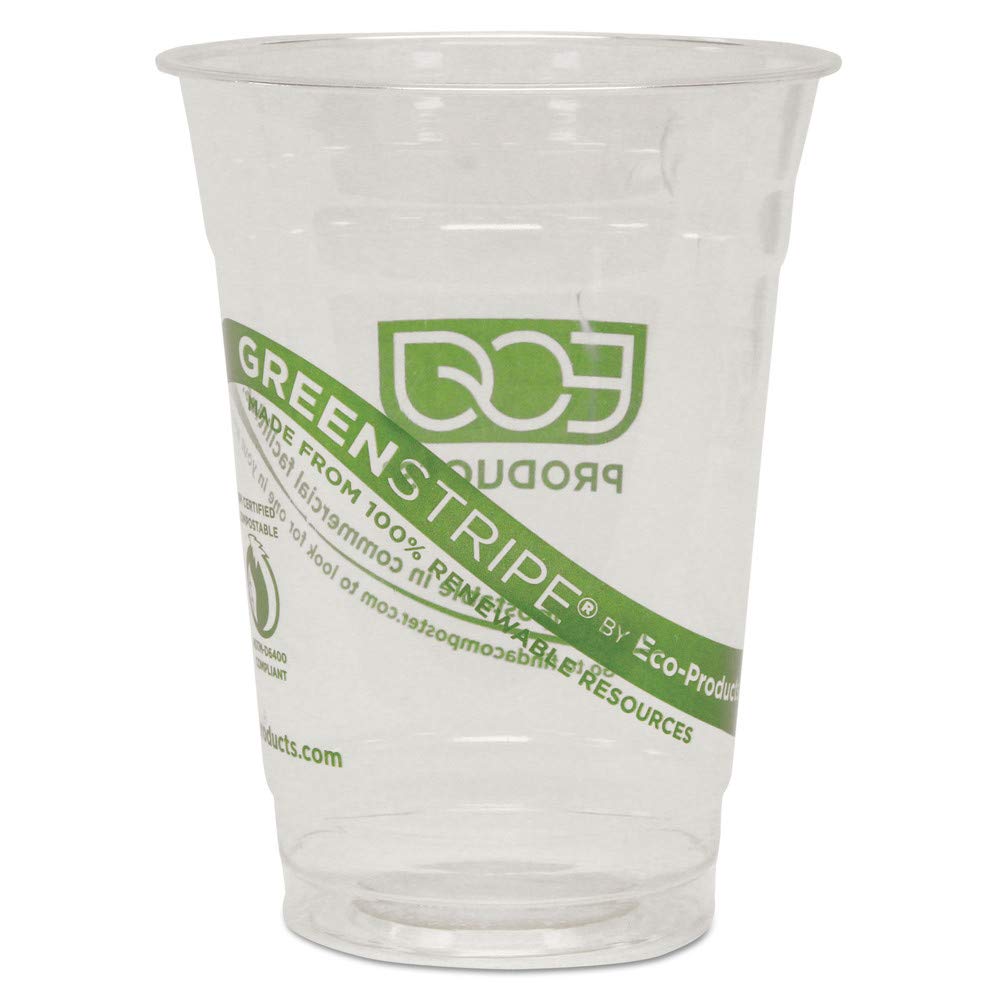 ECO PRODUCTS GreenStripe Cold Cups, 16 Oz, Clear/Green Stripe, 50 Cups Per Pack, Set Of 20 Packs