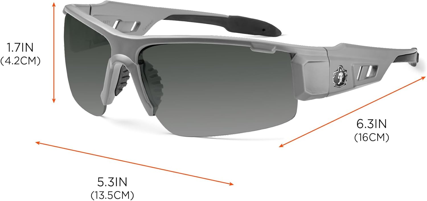 Ergodyne Skullerz Dagr Polarized Safety Sunglasses- Matte Gray Frame, Smoke Lens